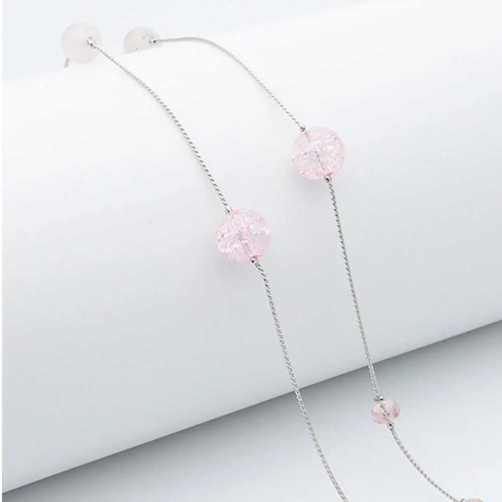 Цепочка для очков женская шнурок солнцезащитных с розовыми хрустальными