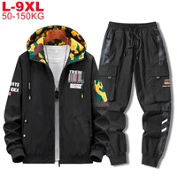 mens streetwear jacketpants 2 pieces sports suit male plus size 9xl 8xl 7xl 6xl 5xl sportswear sets men oversized tracksuits