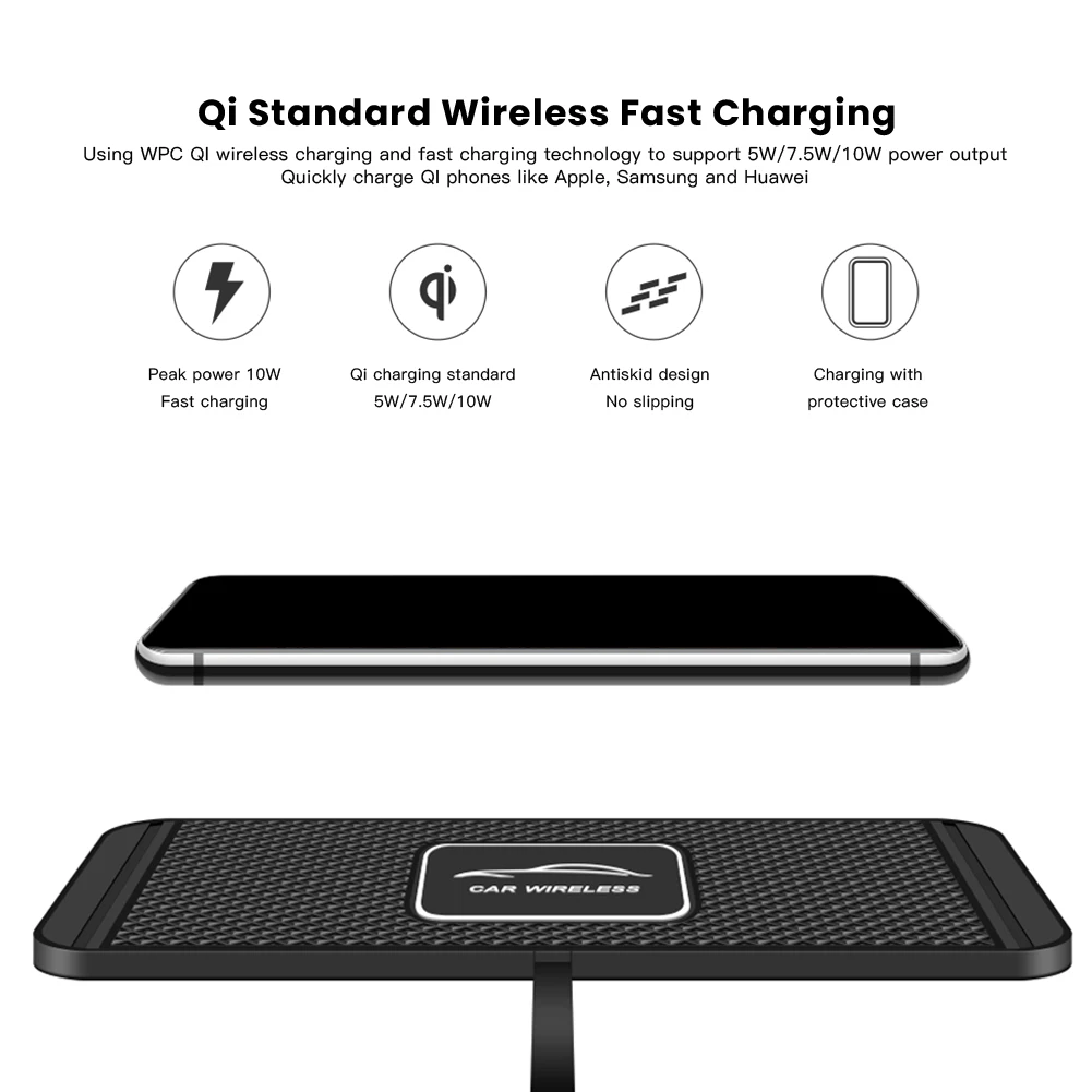 

C1 Car Charger QI Car Wireless Charger Charging Pad For Samsung Fast Phone Charger 10W For iPhoneX 8plus S7S9S6NOTE8 Accessories