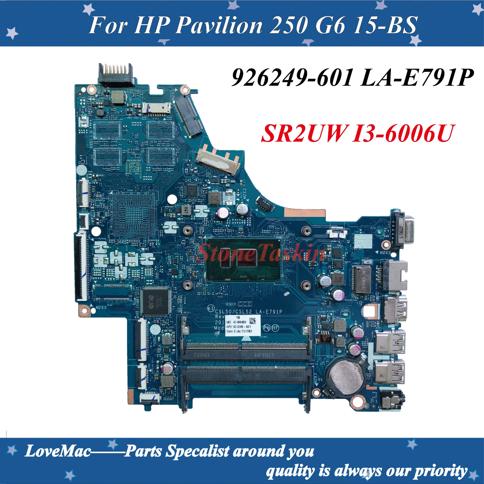 Оптовая продажа материнская плата CSL50/CSL52 для ноутбука HP 250 G6 с SR2UW LA-E791P CPU 926249-601