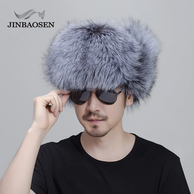 JINBAOSEN русская Кожаная Шапка бомбер Мужская зимняя шапка наушники мужские шапки