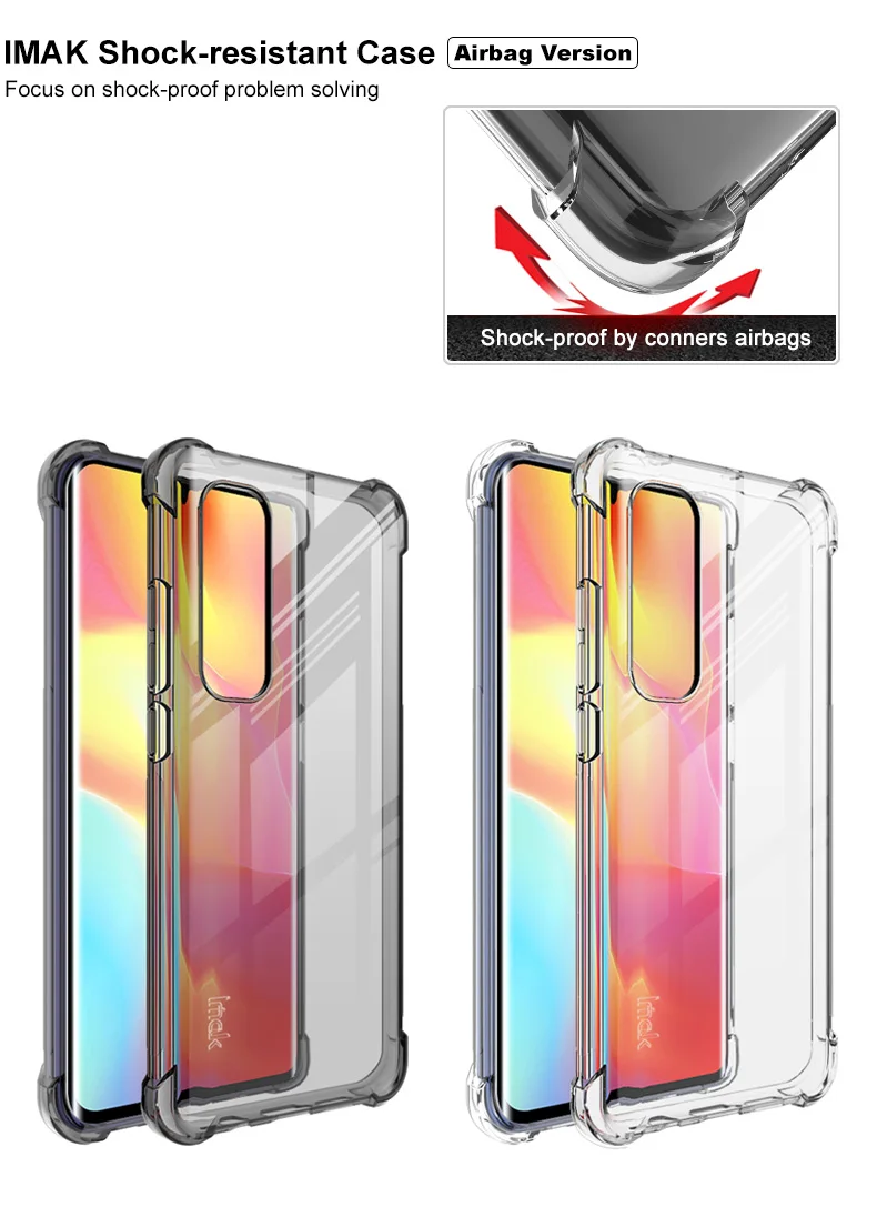 Чехол IMAK с воздушной подушкой для Xiaomi Mi Note 10 Lite ударопрочный мягкий прозрачный