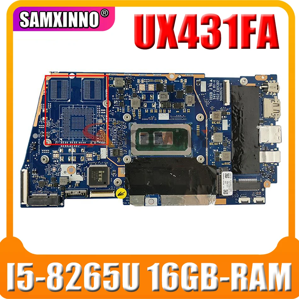 

Материнская плата для ноутбука UX431FA/FN для ASUS ZenBook-14 UX431FA UX431FN UX431F, оригинальная материнская плата 16GB-RAM I5-8265U GM