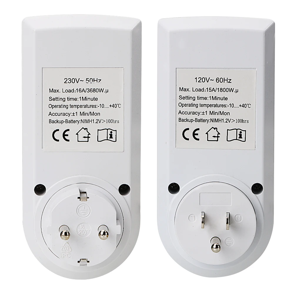 

NICEYARD Electronic Digital Power Socket Kitchen Timer Plug Timer Switch 12/24 Hour Cyclic EU/US Plug Programmable Timing Socket