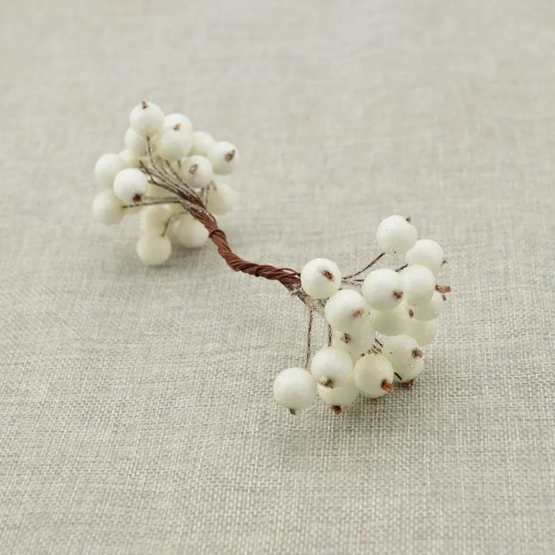 ivory2 D-40pcs, миниатюрные рождественские матовые искусственные ягоды, яркие красные ягоды Холли, рождественская елка, Декоративные искусственные цветы - Цвет: ivory2