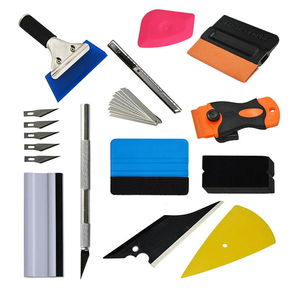 

12Pcs Car Wrapping Tools Kit Vinyl Squeegee Felt Scraper Cutter Razor Window Tint High Quality Auto Accessories