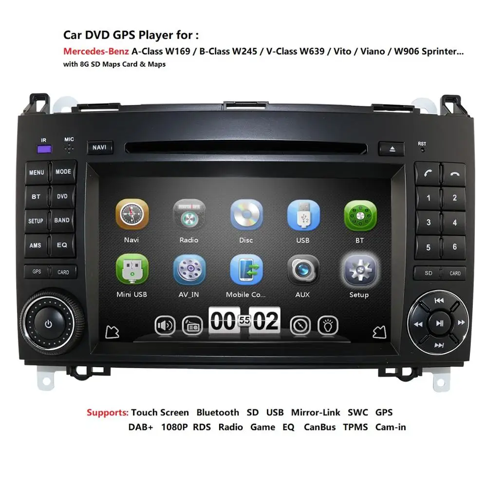 2din Авто Радио DVD мультимедиа для Mercedes Benz B200 A B класс W169 W245 Viano Vito W639 Sprinter W906 навигация gps USB
