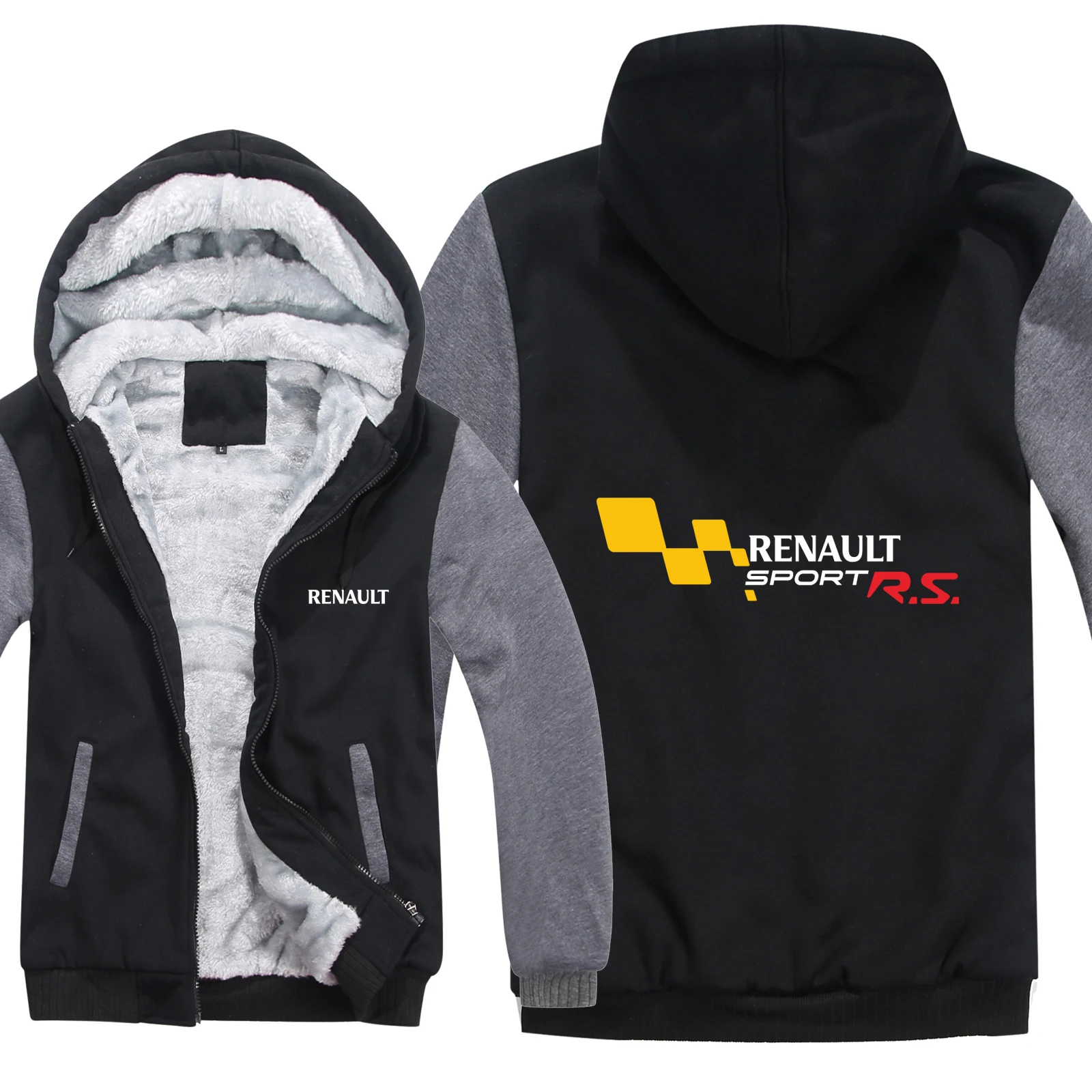 

NEW Winter Renault Sport RS Hoodies Mens Zipper Coat Fleece Thicken Renault Sport RS Sweatshirt Pullover