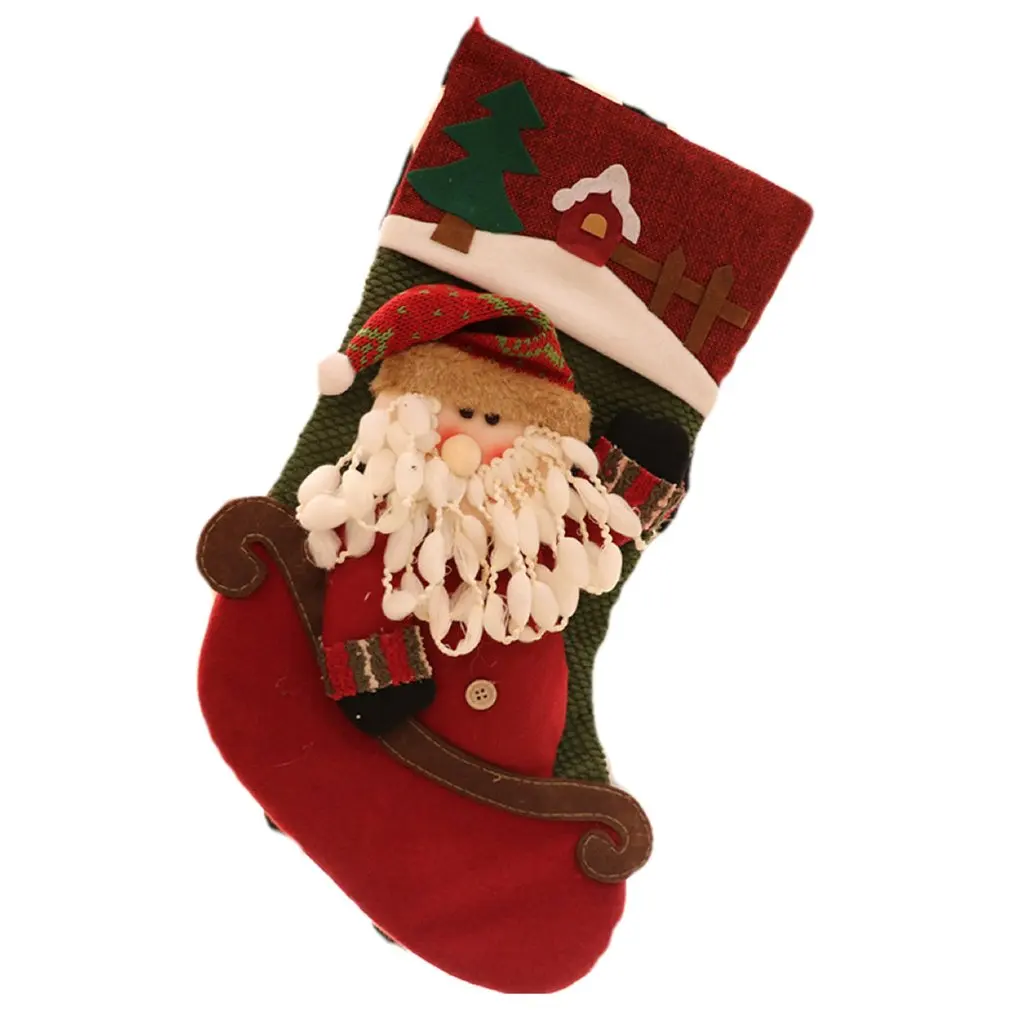 

Christmas Stocking Sack Xmas Gift Candy Bag Flannelette Noel Christmas Decorations For Home Sock Christmas Tree Decor