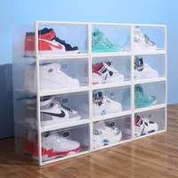 basketball shoe box plastic transparent pp shoe box open side shoe cabinet rack thick foldable large shoe storage box