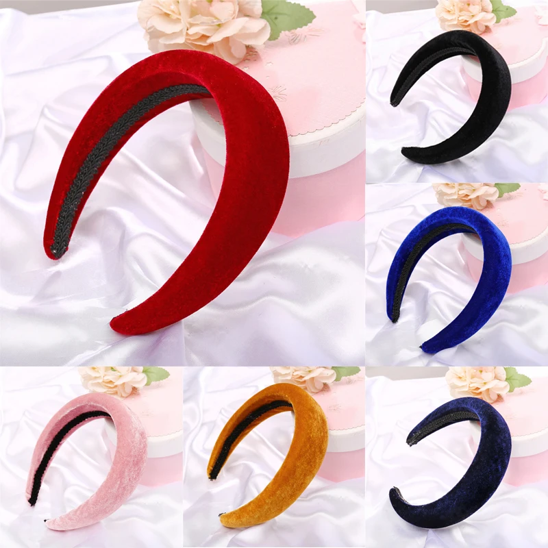 

10 Color Korean Vintage Elasticity Thick Velvet Headbands Women Wide Head Band Headwear Hairbands Women Girl Hair Headband