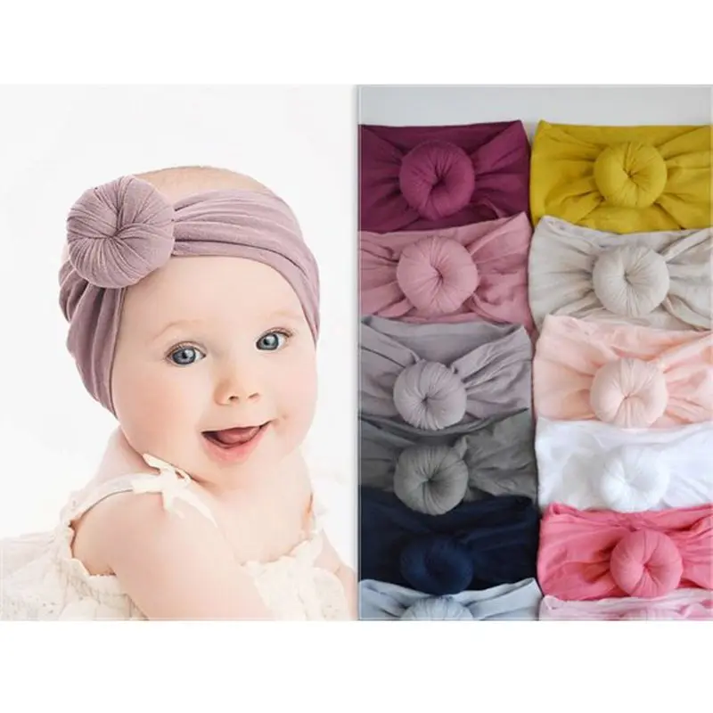 3pcs/Set New Solid Nylon Headband Bow Headbands For Cute Kids Girls Hair Turban Hairband Children Soft Cotton | Детская одежда и
