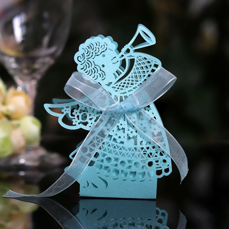 50/100 шт Ангел лазерная резка полые перевозки пользу подарки коробка для конфет с