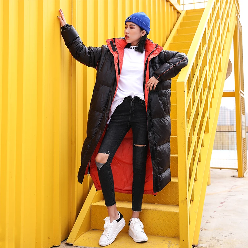 Свободная зимняя куртка женские стеганые пальто с длинным 2021 яркая хлопковая
