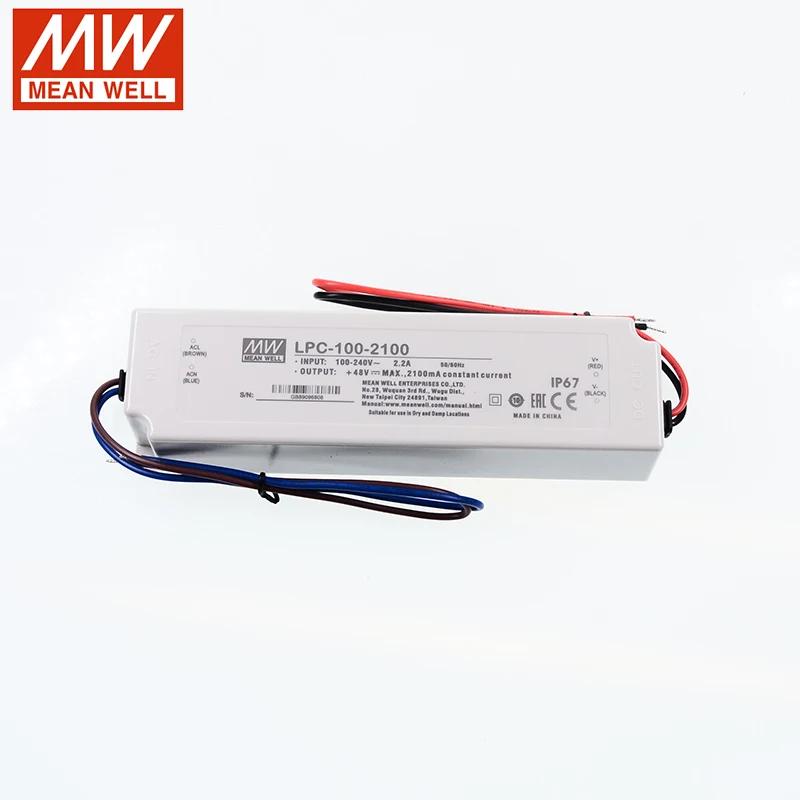 LPC 100 2100 MEAN WELL импульсный источник питания ма 24 ~ 48 в постоянного тока 110 вт IP67