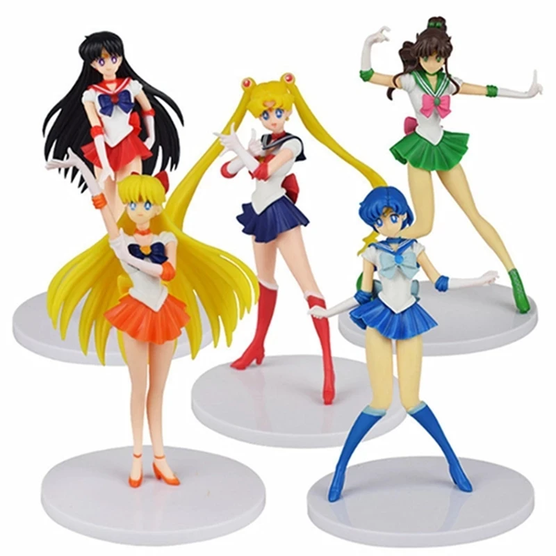 

5Pcs/Set Japanese Anime Cartoon Sailor Moon Action Figure 18cm Mercury Mars Jupiter Venus Figurines Kids Doll Toys Sexy Model