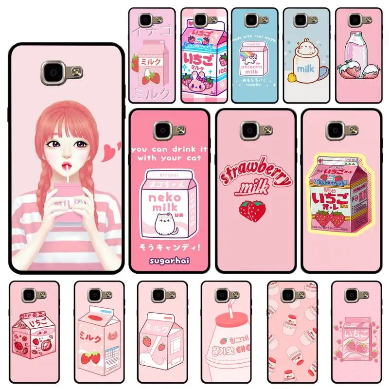 FHNBLJ Kawaii японская клубника молоко питьевой бутылки чехол для телефона Samsung A6 A8 Plus A7
