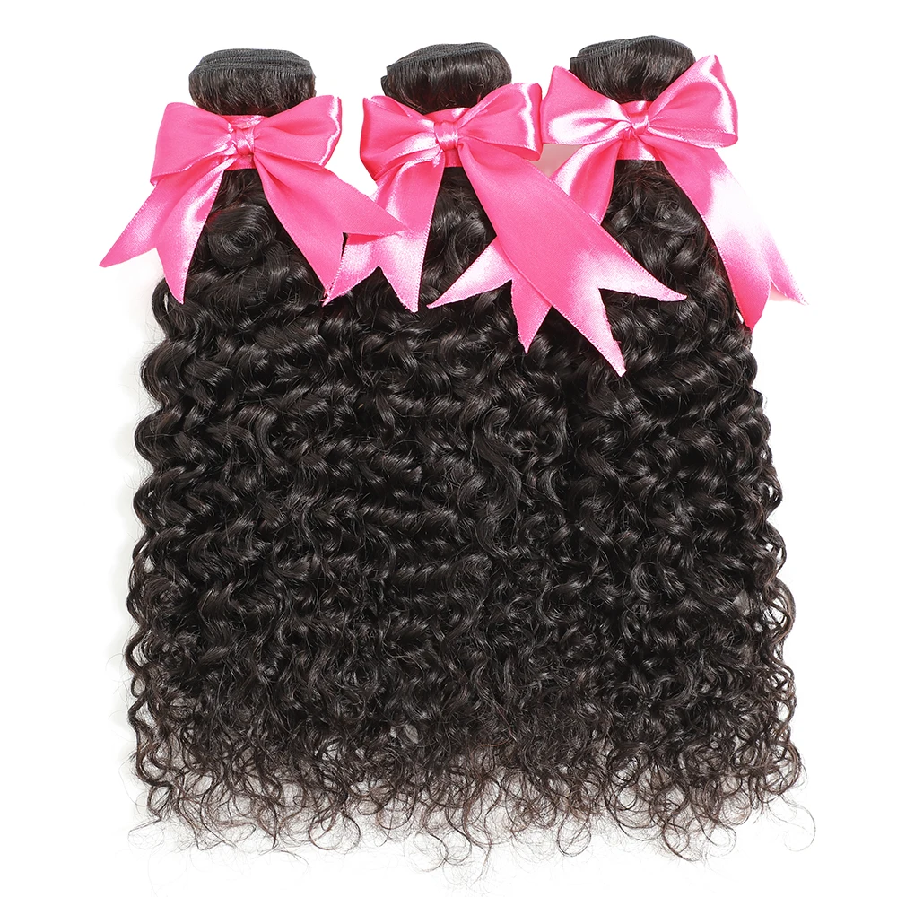 

TTHAIR 100%Wet and Wavy Hair Bundles with Closure Brazilian Water Wave Human Hair Extensions Hair Bundles with 4x4 Lace Closure