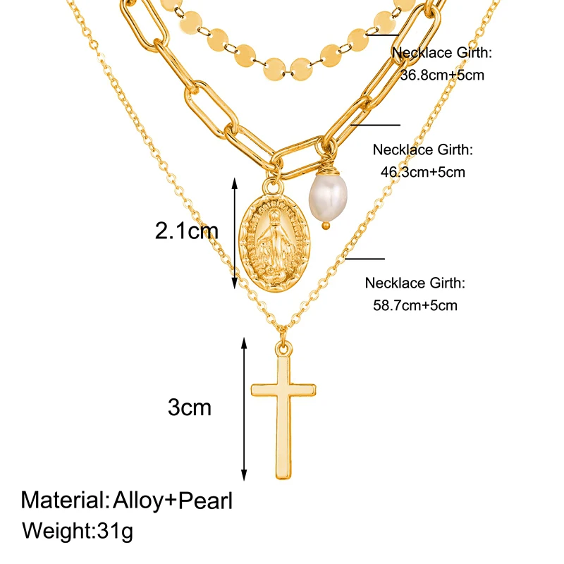 Ожерелье женское многослойное с искусственным жемчугом и пайетками - купить по