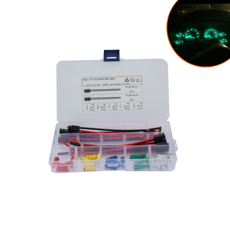 

35Pcs T5 58 70 73 74 Multi-color Instrument Dashboard Instrument Cluster 5050 SMD LED Wedge Bulb A3607