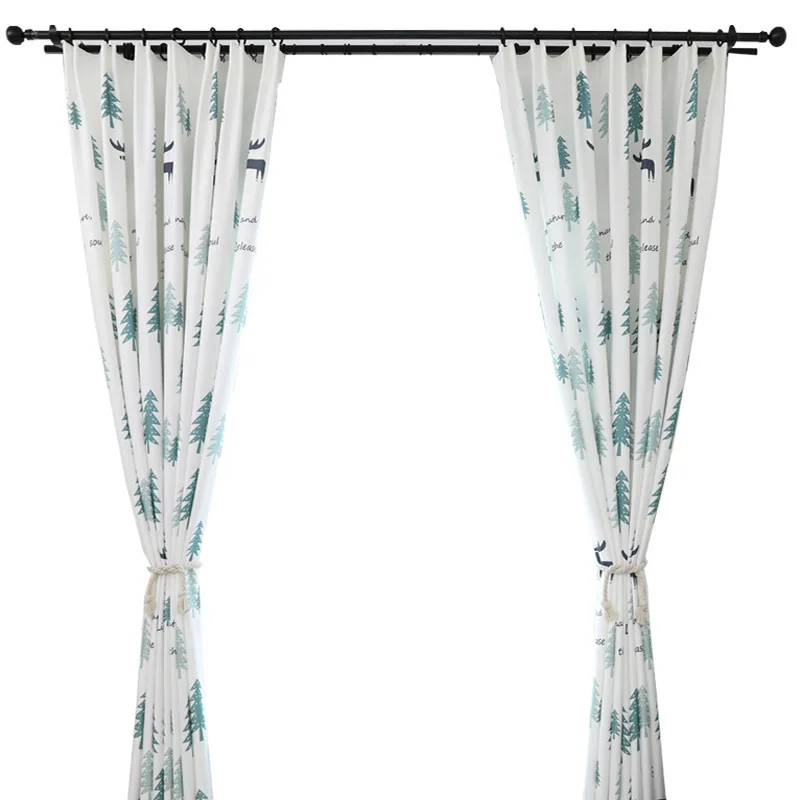 

Nordic Small Fresh Curtains for Living dining Room Bedroom Garden Plant Curtain mordenTulle Finished Product Customization