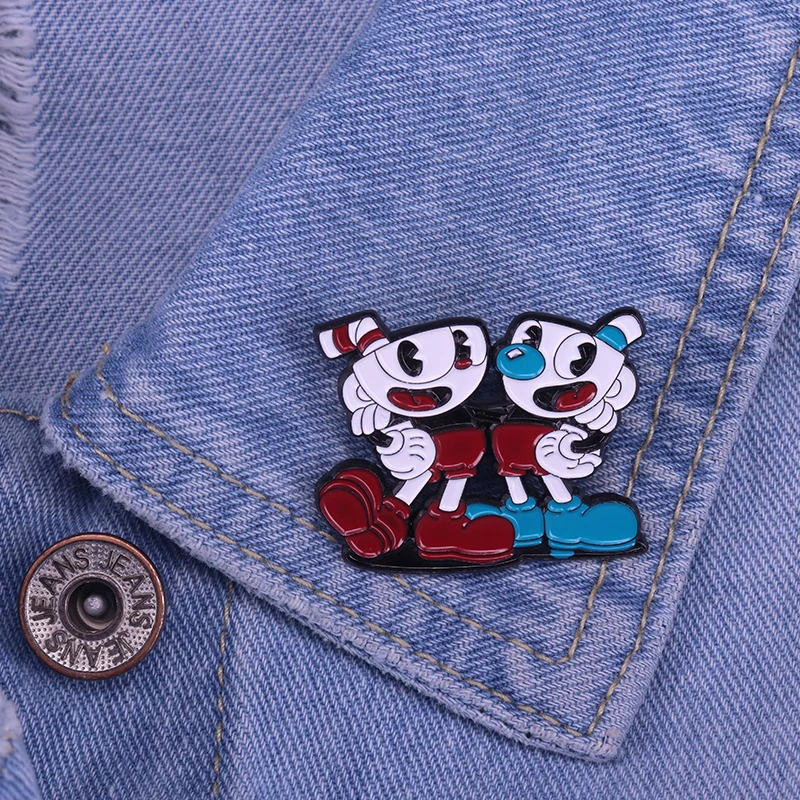 Эмалированная брошь Cuphead значок Mugman ragtime brothers коллекционный подарок для