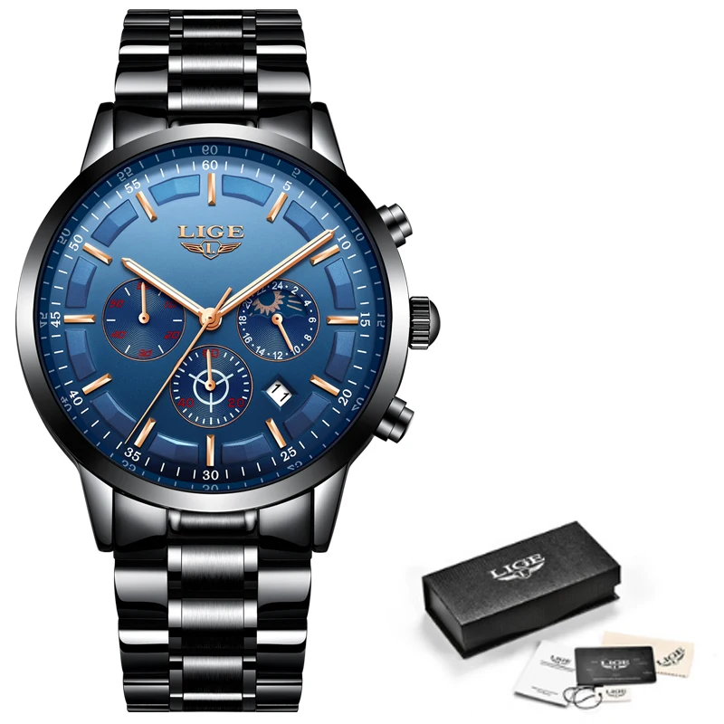 

2020 LIGE watches for top brand luxury men, military sports watch for men, waterproof stainless steel quartz watch, Male watch