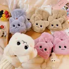 Женские зимние меховые митенки-трансформеры из кроличьего меха, перчатки без пальцев, плюшевые мягкие теплые плотные флип-перчатки с кошачьими ушками, гибкие полуперчатки