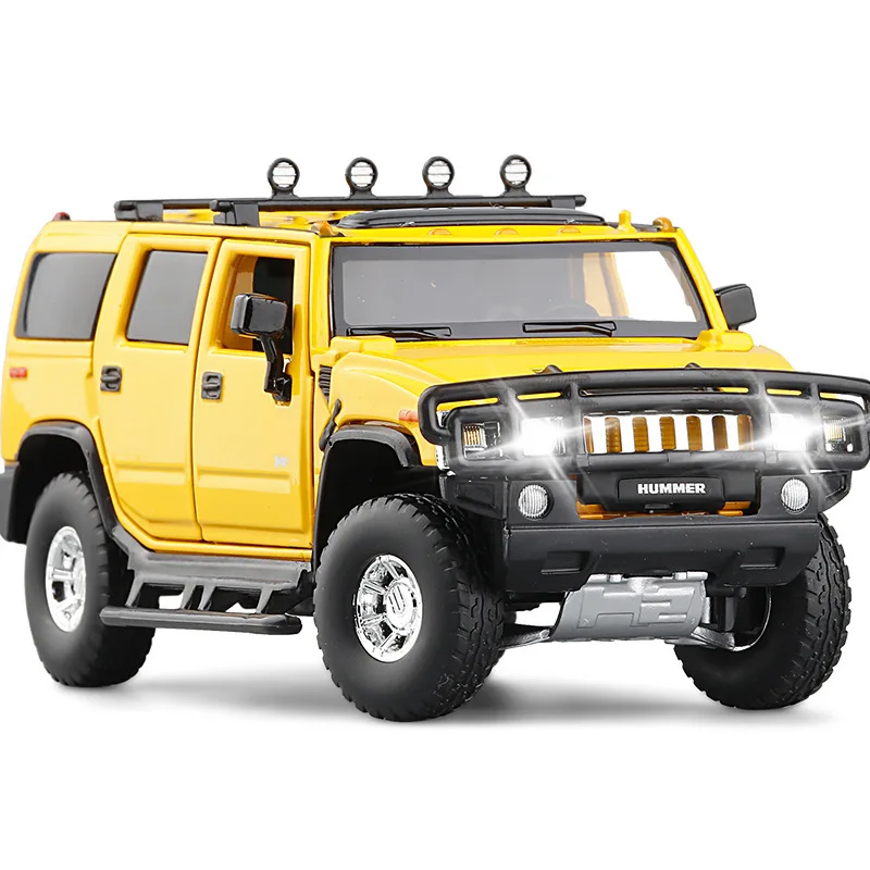Модель игрушечного внедорожника Hummer 2008 H2 в масштабе 1:32, джекине, отлитый под давлением, со звуком и подсветкой дверей, открывающийся обучающий коллекционный подарок