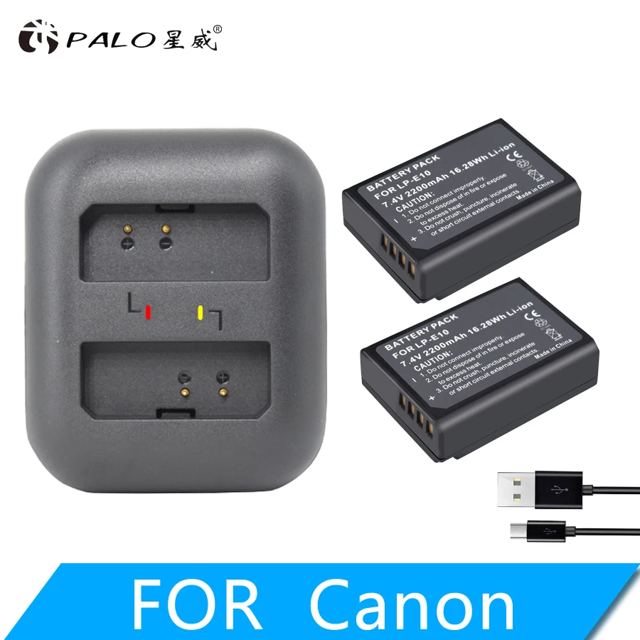 

2pcs LP-E10 LP E10 LPE10 Camera Batteries +LED USB Dual Charger for Canon EOS 1100D 1200D 1300D Kiss X50 X70 X80 Rebel T3 T5 T6