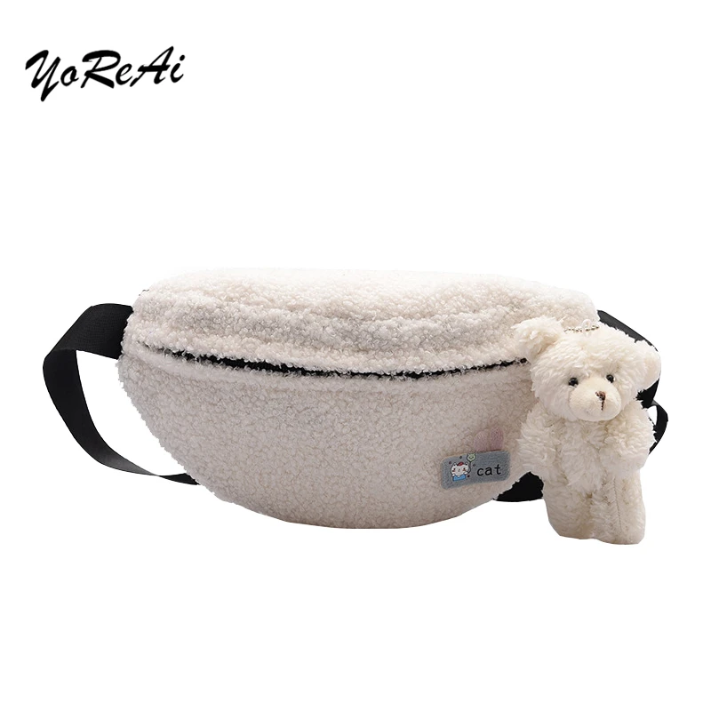 Милая плюшевая Женская поясная сумка с медвежонком Детская мультяшным плюшем