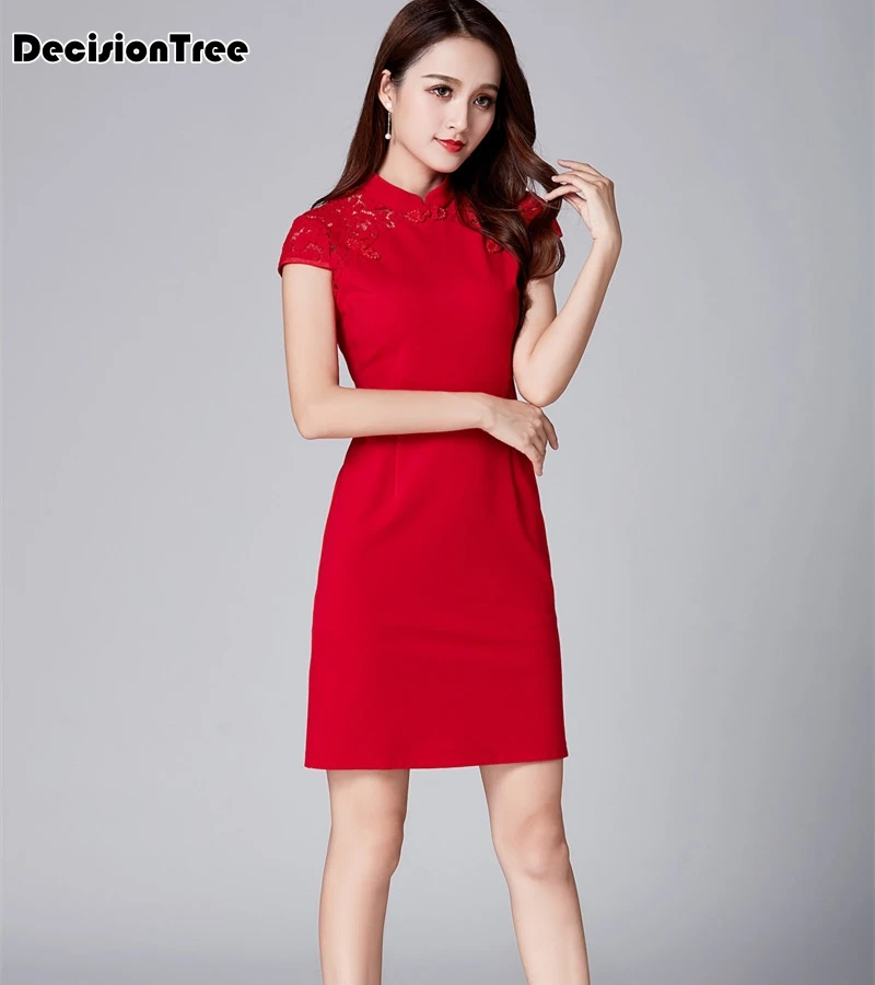 bride evening chinese wedding dress long qipao modern party dresse lace cheongsam traditional oriental red qipao