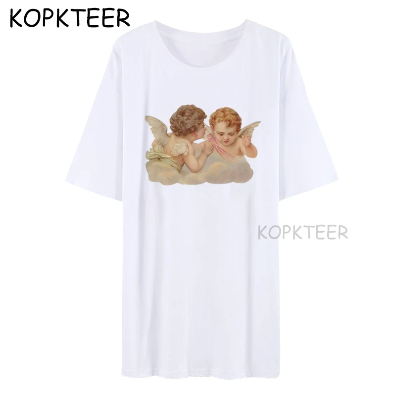 

Fun Angel Cartoon Cupid TShirt Dress Woman Harajuku Girl Straight Funny Art Summer Robes Vestido De Mujer Women Maxi Dress 2020