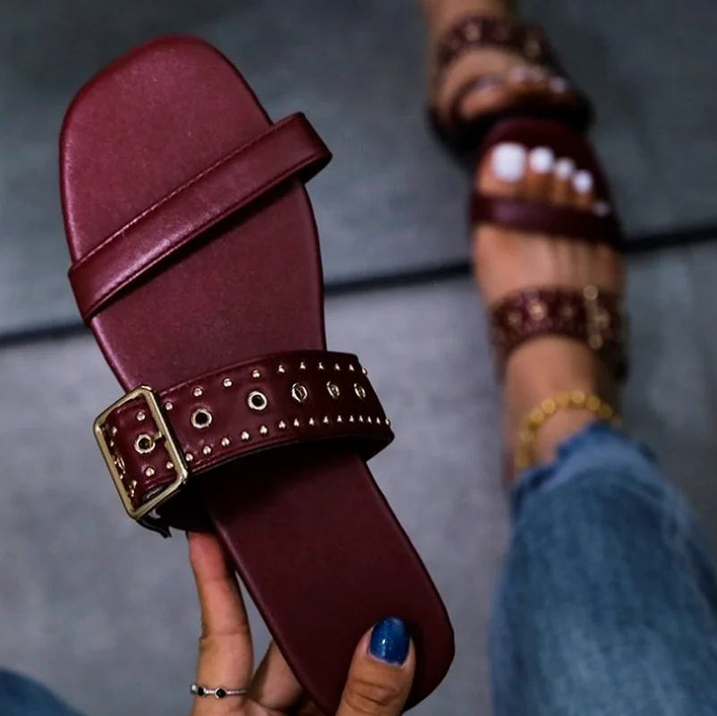 

Women Sexy Party Slippers Low Heels Sandals Flat Light Leather Pumps Sandalias Mujer Sapato Feminino Plus Size Shoes Woman