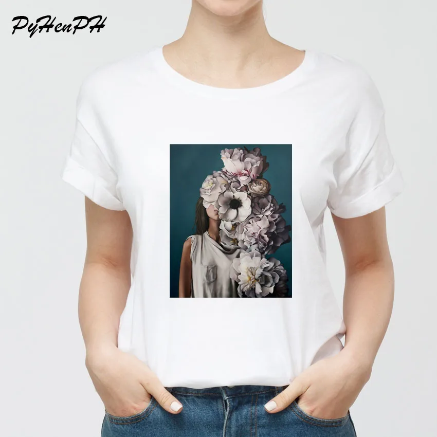 ERNESTNM Новое поступление Харадзюку эстетика женская футболка сексуальные цветы