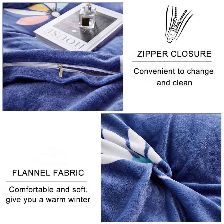 Фланелевый домашний комплект пододеяльников 1 шт. коралловый флисовый