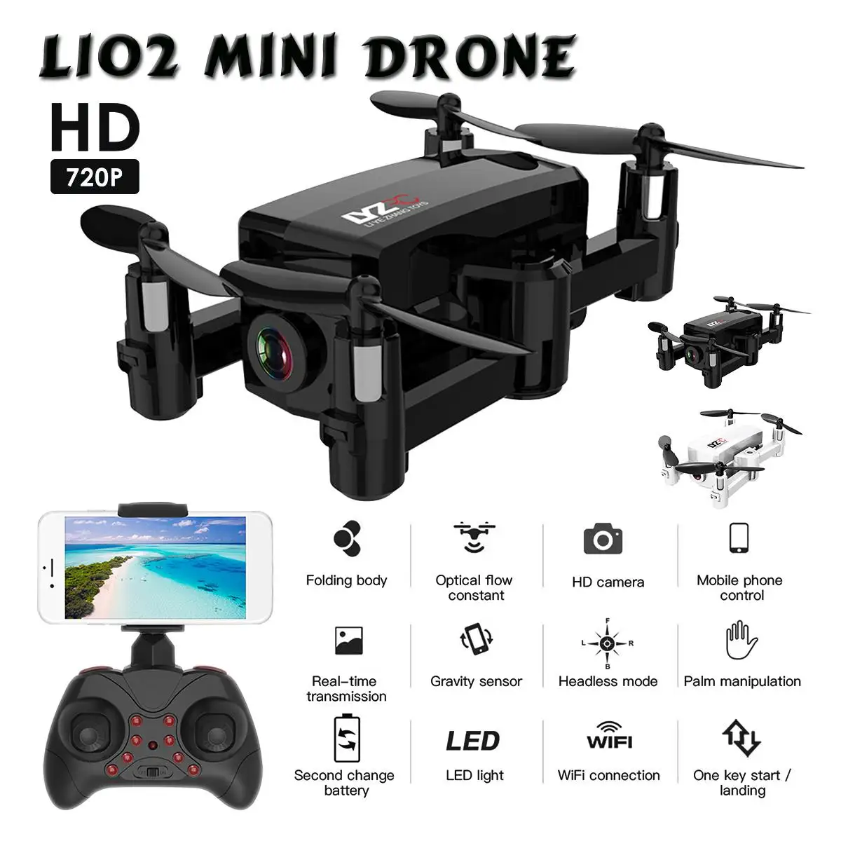 2019 Мини Складной Радиоуправляемый Дрон HD камера Квадрокоптер L102 WiFi FPV Smart