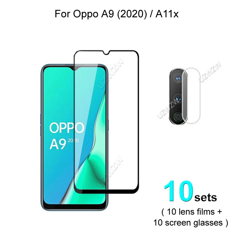 

10 комплектов для Oppo A9 (2020) / A11x защита для экрана защитное закаленное стекло Взрывозащищенная и пленка для объектива камеры