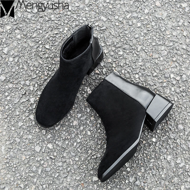 Зимние ботинки из натуральной кожи и флока в британском стиле ретро Женские