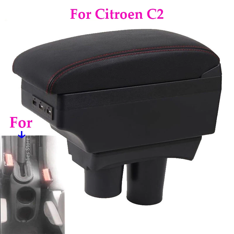 

Armrest box For Citroen C2 universal accessories car large space storage interior cup holder modification ashtray charging USB