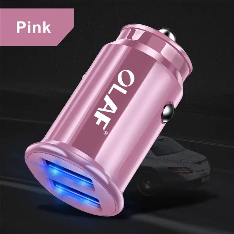 Pink Автомобильное зарядное устройство Dual USB быстрое зарядное устройство для Samsung S8 S9 S10 iPhone XS Max Xiaomi huawei Mini Мобильный автомобильный телефон зарядное устройство адаптер в автомобиле - Тип штекера: Pink