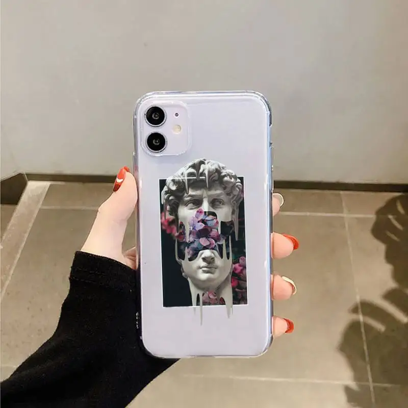 

Great Art Aesthetic David Mona Lisa Phone Case Transparent for iPhone 11 12 mini pro XS MAX 8 7 6 6S Plus X 5S SE 2020 XR