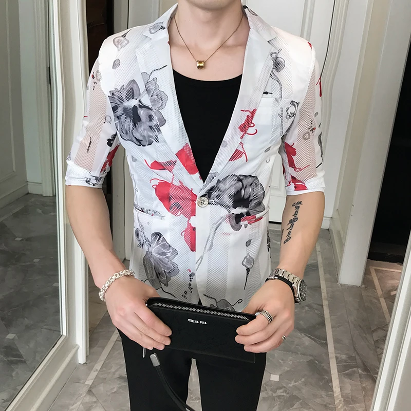 Мужские открытые блейзеры дизайнерское пальто с принтом мужская летняя тонкая