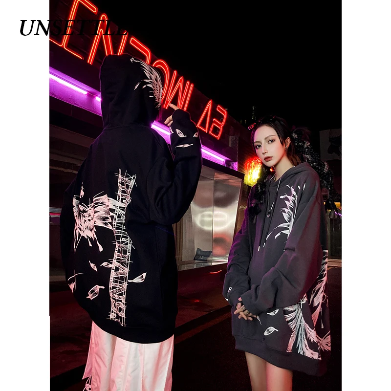 2020 Осенняя японская графическая Harajuku флисовая мужская кофта худи в стиле хип хоп
