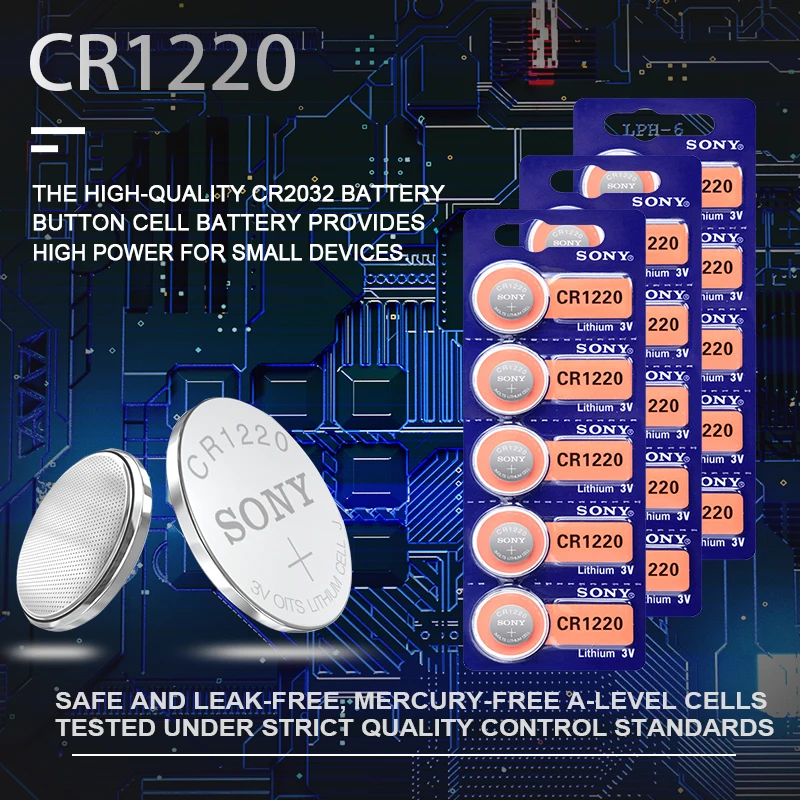 5Pcs sony CR1220 100% Original Lithium Battery For car key watch remote control toy cr 1220 ECR1220 GPCR1220 Button cell - купить по