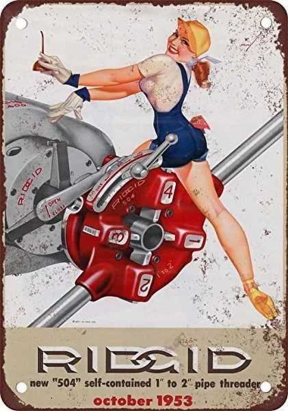 Жесткая трубонарезный станок пинап Ретро жестяной знак Ностальгический