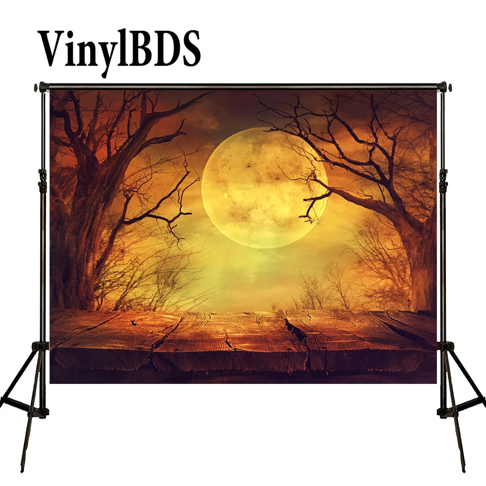 Виниловые фоны для фотосъемки Хэллоуин фон сказка лес Золотой деревянный пол