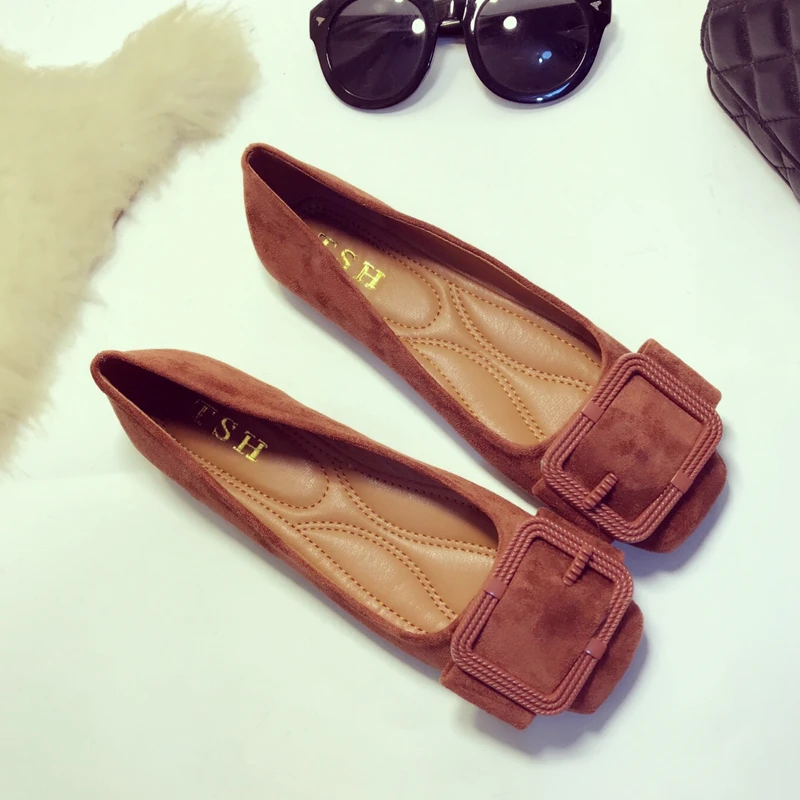 

2021 Fashion Shoes Women Spring Autumn Flats Soft Slip-On Woman Ballet Single Shoes Buckle Ladies Females Footwear Plus size