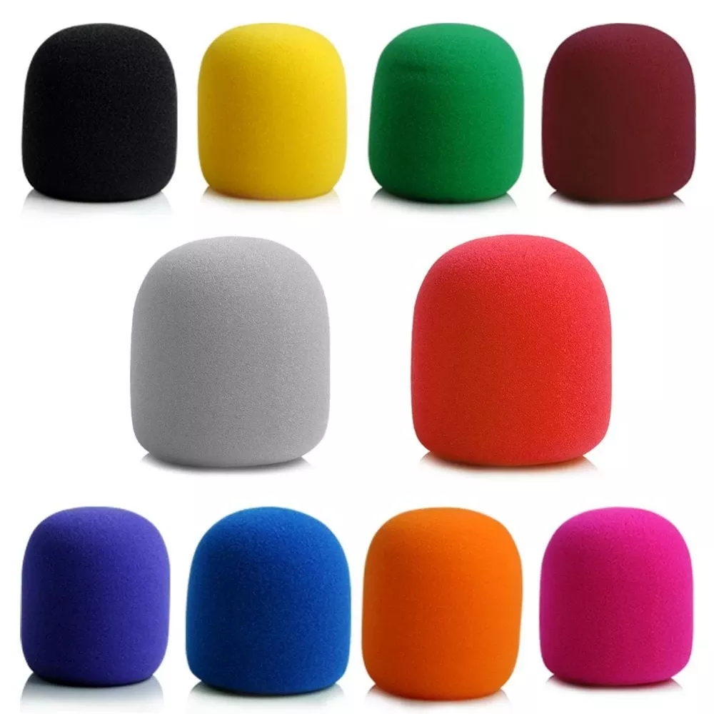 Microphone Windscreen Foam Cover Thick Mic Covers Foam Mic Pop Filter for Studio Interview Karaoke DJ (10 Colors)