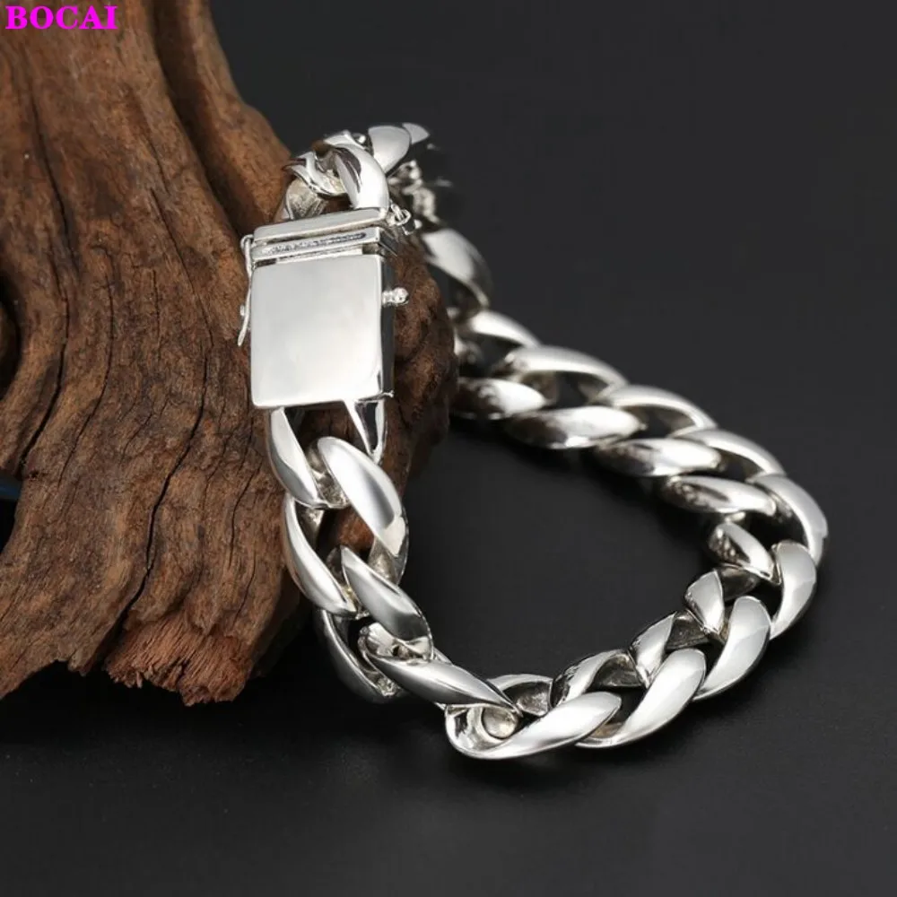 BOCAI 100% S925 стерлингового серебра браслеты для мужчин модная мужская властная